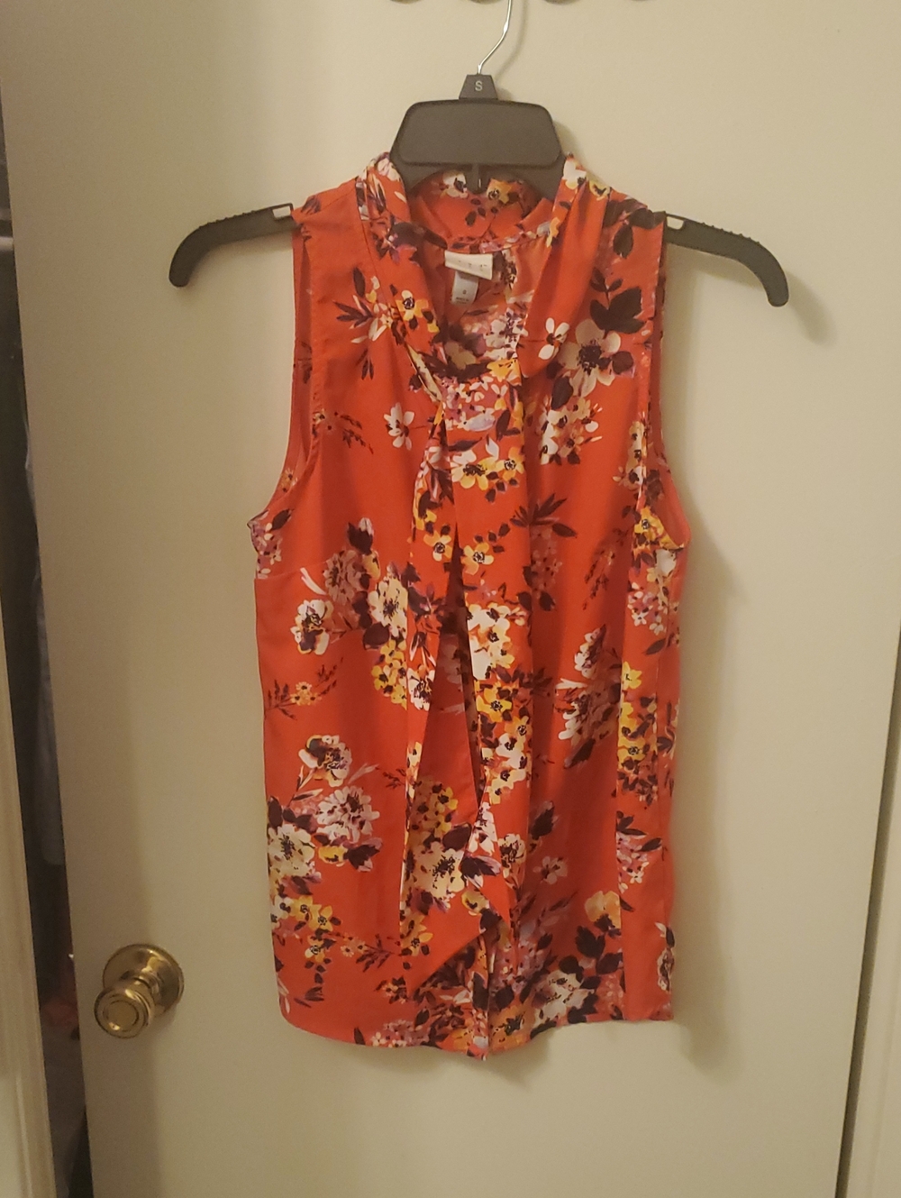 A NEW DAY Sleeveless Floral Tie-Neck Camisole in Bright Orange